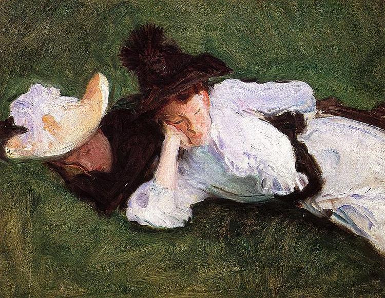 John Singer Sargent Two Girls Lying on the Grass Sweden oil painting art